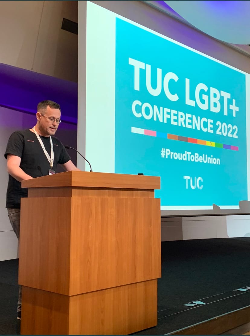 Mark addressing the TUC LGBT+ conference