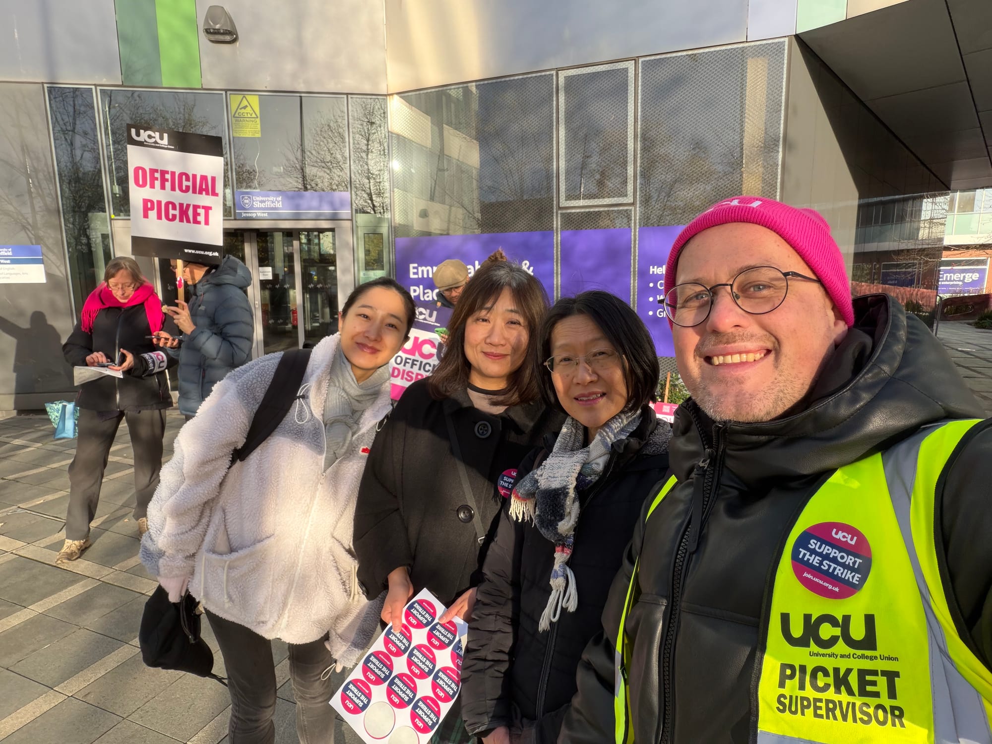 Mark with colleagues on a picket line